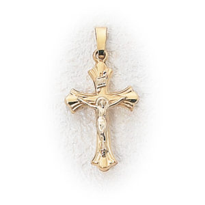 3 tone 14k Jaune or blanc Caravaca Jésus Crucifix Pendentif Croix 2 in environ 5.08 cm de long 