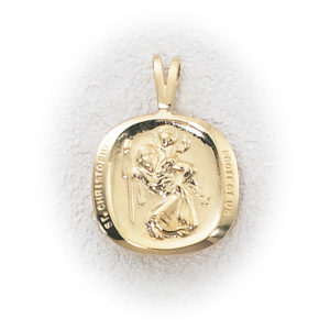 14K Gold Key Ring, St. Christopher