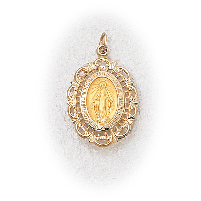 Jewels By Lux 14K Yellow Gold 22x16mm Miraculous Medal 